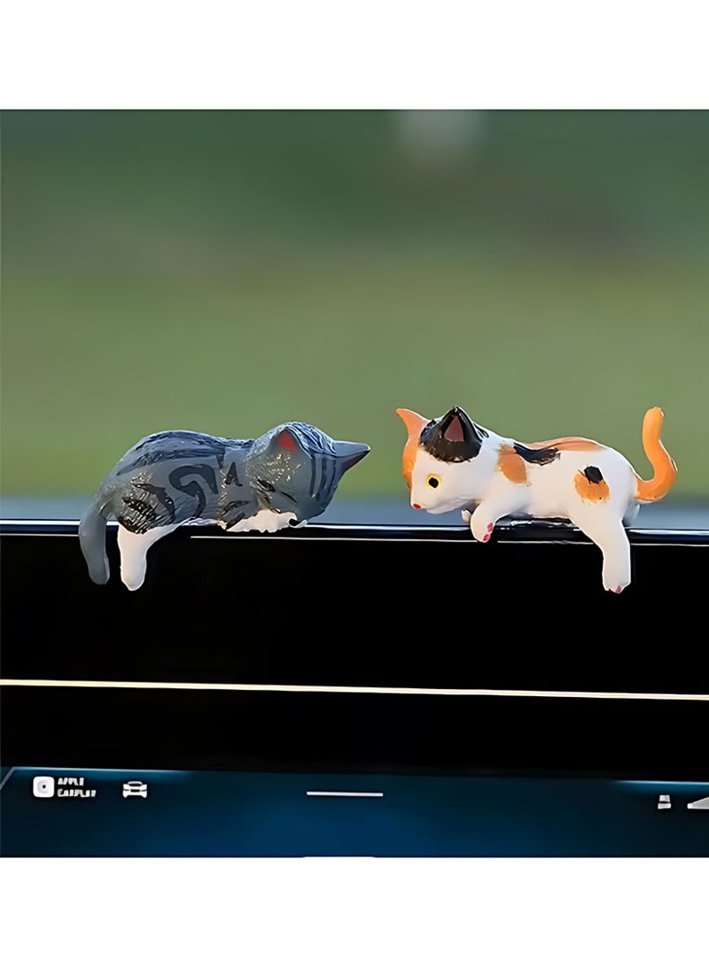 CLAVON Cat Car Interior Accessories Dashboard Decorations, Set of 5 Cute Car Dash Decor Rearview Mirror Ornament - Image 2